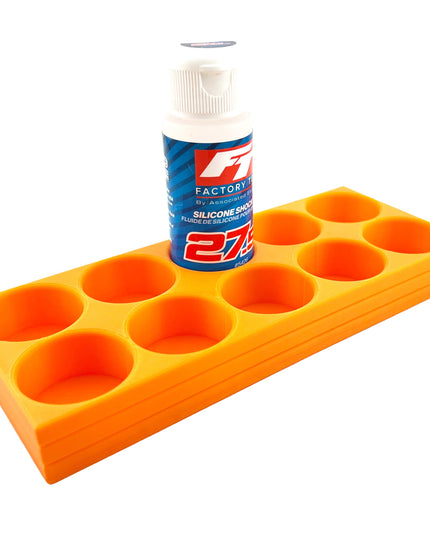 RC Shock Oil Bottle Holder - Holds 10 Bottles w/Anti-Slip Rubber Feet Holds Most 2oz Shock Oil Bottles Team Associated, etc - 3D Printed