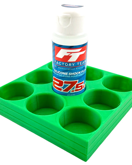 RC Shock Oil Bottle Holder - Holds 9 Bottles w/Anti-Slip Rubber Feet  Holds Most 2oz Shock Oil Bottles Team Associated, etc - 3D Printed