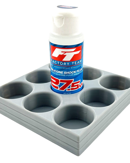 RC Shock Oil Bottle Holder - Holds 9 Bottles w/Anti-Slip Rubber Feet  Holds Most 2oz Shock Oil Bottles Team Associated, etc - 3D Printed