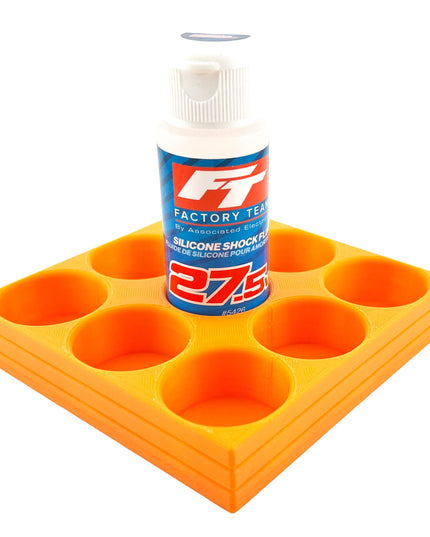 RC Shock Oil Bottle Holder - Holds 9 Bottles w/Anti-Slip Rubber Feet  Holds Most 2oz Shock Oil Bottles Team Associated, etc - 3D Printed