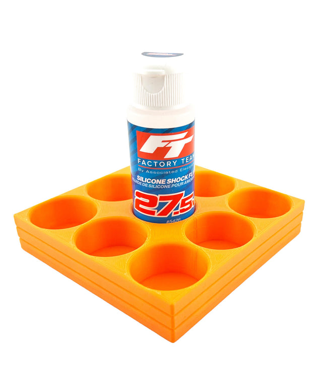 RC Shock Oil Bottle Holder - Holds 9 Bottles w/Anti-Slip Rubber Feet  Holds Most 2oz Shock Oil Bottles Team Associated, etc - 3D Printed