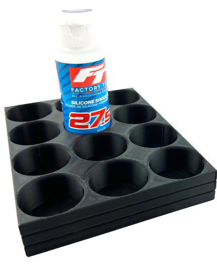 RC Shock Oil Bottle Holder - Holds 12 Bottles w/Anti-Slip Rubber Feet  Holds Most 2oz Shock Oil Bottles Team Associated, etc - 3D Printed