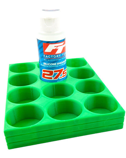 RC Shock Oil Bottle Holder - Holds 12 Bottles w/Anti-Slip Rubber Feet  Holds Most 2oz Shock Oil Bottles Team Associated, etc - 3D Printed