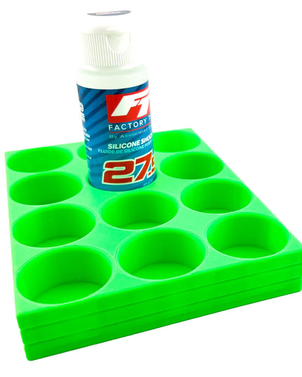 RC Shock Oil Bottle Holder - Holds 12 Bottles w/Anti-Slip Rubber Feet  Holds Most 2oz Shock Oil Bottles Team Associated, etc - 3D Printed