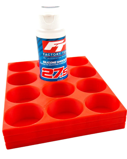 RC Shock Oil Bottle Holder - Holds 12 Bottles w/Anti-Slip Rubber Feet  Holds Most 2oz Shock Oil Bottles Team Associated, etc - 3D Printed
