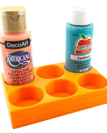 Apple Barrel Paint Bottle Holder  Holds 6 Bottles w/Anti-Slip Rubber Feet  Holds Most 2oz Craft Paint Bottles Smart Craft, etc - 3D Printed