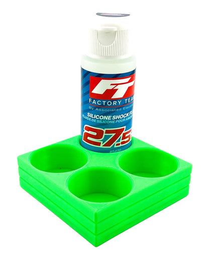 RC Shock Oil Bottle Holder - Holds 4 Bottles w/Anti-Slip Rubber Feet  Holds Most 2oz Shock Oil Bottles Team Associated, etc - 3D Printed