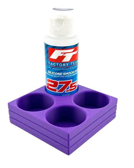 RC Shock Oil Bottle Holder - Holds 4 Bottles w/Anti-Slip Rubber Feet  Holds Most 2oz Shock Oil Bottles Team Associated, etc - 3D Printed