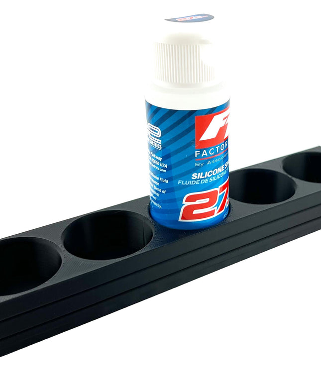 RC Shock Oil Bottle Holder - Holds 5 Bottles w/Anti-Slip Rubber Feet  Holds Most 2oz Shock Oil Bottles Team Associated, etc - 3D Printed