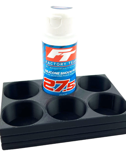 RC Shock Oil Bottle Holder - Holds 6 Bottles w/Anti-Slip Rubber Feet  Holds Most 2oz Shock Oil Bottles Team Associated, etc - 3D Printed