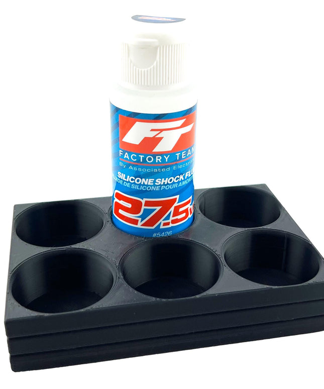 RC Shock Oil Bottle Holder - Holds 6 Bottles w/Anti-Slip Rubber Feet  Holds Most 2oz Shock Oil Bottles Team Associated, etc - 3D Printed