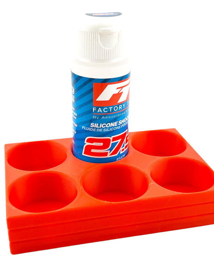 RC Shock Oil Bottle Holder - Holds 6 Bottles w/Anti-Slip Rubber Feet  Holds Most 2oz Shock Oil Bottles Team Associated, etc - 3D Printed