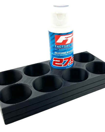 RC Shock Oil Bottle Holder - Holds 8 Bottles w/Anti-Slip Rubber Feet  Holds Most 2oz Shock Oil Bottles Team Associated, etc - 3D Printed