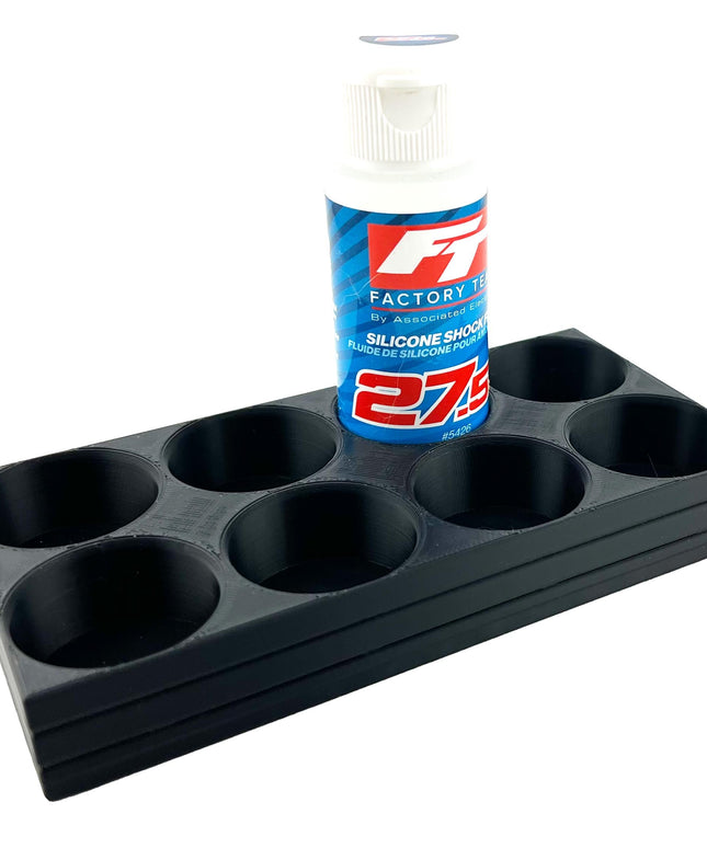 RC Shock Oil Bottle Holder - Holds 8 Bottles w/Anti-Slip Rubber Feet  Holds Most 2oz Shock Oil Bottles Team Associated, etc - 3D Printed