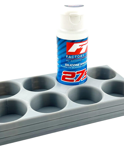 RC Shock Oil Bottle Holder - Holds 8 Bottles w/Anti-Slip Rubber Feet  Holds Most 2oz Shock Oil Bottles Team Associated, etc - 3D Printed