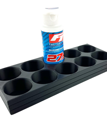 RC Shock Oil Bottle Holder - Holds 10 Bottles w/Anti-Slip Rubber Feet Holds Most 2oz Shock Oil Bottles Team Associated, etc - 3D Printed