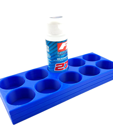 RC Shock Oil Bottle Holder - Holds 10 Bottles w/Anti-Slip Rubber Feet Holds Most 2oz Shock Oil Bottles Team Associated, etc - 3D Printed