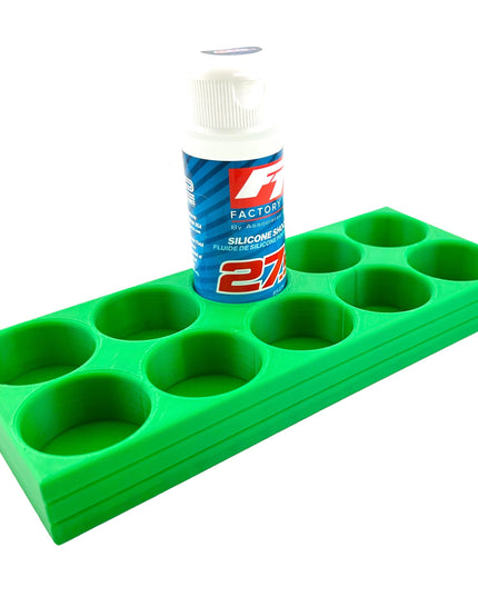 RC Shock Oil Bottle Holder - Holds 10 Bottles w/Anti-Slip Rubber Feet Holds Most 2oz Shock Oil Bottles Team Associated, etc - 3D Printed