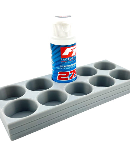 RC Shock Oil Bottle Holder - Holds 10 Bottles w/Anti-Slip Rubber Feet Holds Most 2oz Shock Oil Bottles Team Associated, etc - 3D Printed