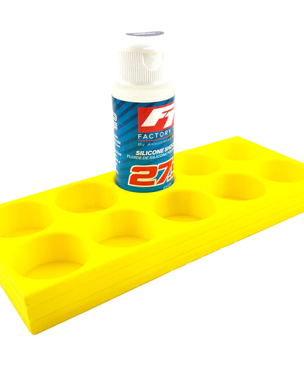 RC Shock Oil Bottle Holder - Holds 10 Bottles w/Anti-Slip Rubber Feet Holds Most 2oz Shock Oil Bottles Team Associated, etc - 3D Printed