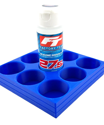 RC Shock Oil Bottle Holder - Holds 9 Bottles w/Anti-Slip Rubber Feet  Holds Most 2oz Shock Oil Bottles Team Associated, etc - 3D Printed