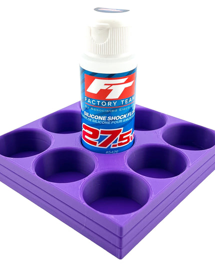 RC Shock Oil Bottle Holder - Holds 9 Bottles w/Anti-Slip Rubber Feet  Holds Most 2oz Shock Oil Bottles Team Associated, etc - 3D Printed