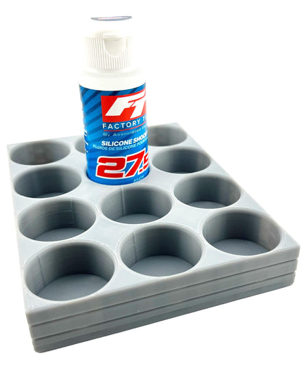 RC Shock Oil Bottle Holder - Holds 12 Bottles w/Anti-Slip Rubber Feet  Holds Most 2oz Shock Oil Bottles Team Associated, etc - 3D Printed