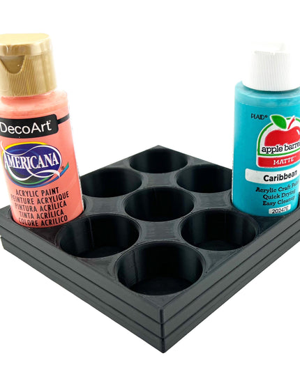 Apple Barrel Paint Bottle Holder  Holds 9 Bottles w/Anti-Slip Rubber Feet  Holds Most 2oz Craft Paint Bottles Smart Craft, etc - 3D Printed