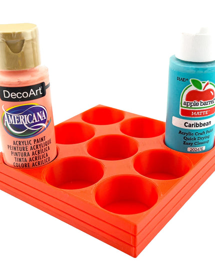 Apple Barrel Paint Bottle Holder  Holds 9 Bottles w/Anti-Slip Rubber Feet  Holds Most 2oz Craft Paint Bottles Smart Craft, etc - 3D Printed