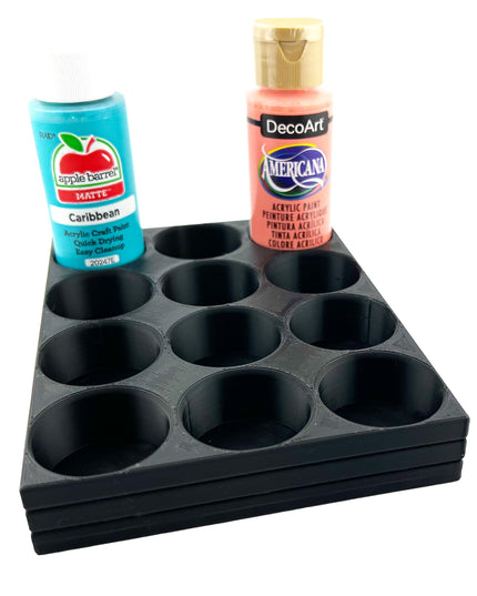 Apple Barrel Paint Bottle Holder  Holds 12 Bottles w/Anti-Slip Rubber Feet  Holds Most 2oz Craft Paint Bottles Smart Craft, etc - 3D Printed