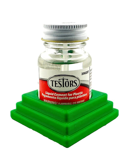 Jeff Did It! - Testors Cement 1oz Bottle Holder - Holds 1 Cement Bottle - Anti-Slip Rubber Feet - 3D Printed - Made in the USA