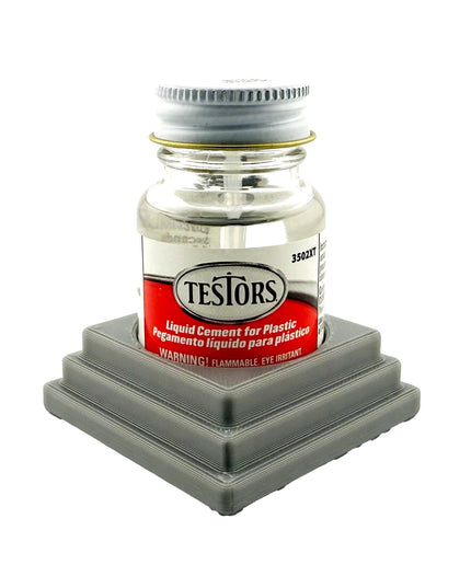 Jeff Did It! - Testors Cement 1oz Bottle Holder - Holds 1 Cement Bottle - Anti-Slip Rubber Feet - 3D Printed - Made in the USA