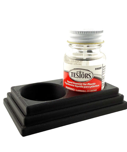 Jeff Did It! - Testors Cement 1oz Bottle Holder - Holds 2 Bottles - Anti-Slip Rubber Feet - 3D Printed - Made in the USA