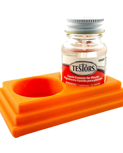 Jeff Did It! - Testors Cement 1oz Bottle Holder - Holds 2 Bottles - Anti-Slip Rubber Feet - 3D Printed - Made in the USA