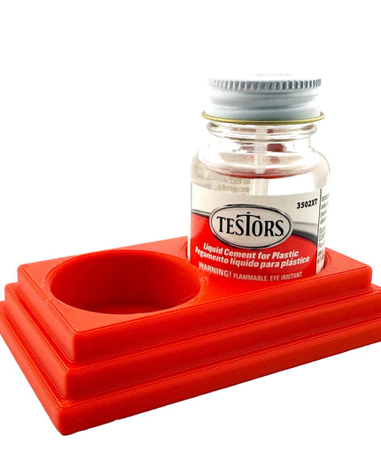 Jeff Did It! - Testors Cement 1oz Bottle Holder - Holds 2 Bottles - Anti-Slip Rubber Feet - 3D Printed - Made in the USA