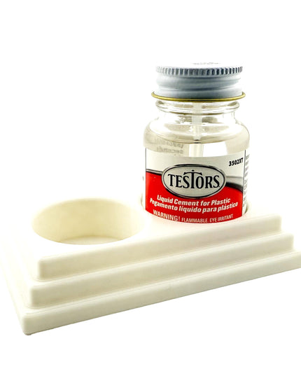Jeff Did It! - Testors Cement 1oz Bottle Holder - Holds 2 Bottles - Anti-Slip Rubber Feet - 3D Printed - Made in the USA