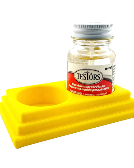 Jeff Did It! - Testors Cement 1oz Bottle Holder - Holds 2 Bottles - Anti-Slip Rubber Feet - 3D Printed - Made in the USA