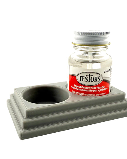 Jeff Did It! - Testors Cement 1oz Bottle Holder - Holds 2 Bottles - Anti-Slip Rubber Feet - 3D Printed - Made in the USA