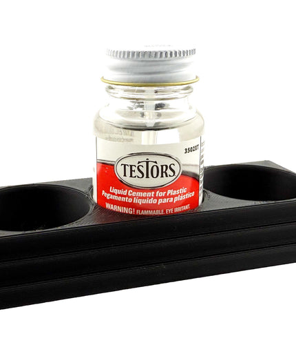 Jeff Did It! - Testors Cement 1oz Bottle Holder - Holds 3 Bottles - Anti-Slip Rubber Feet - 3D Printed - Made in the USA