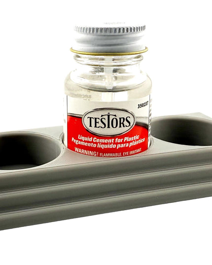 Jeff Did It! - Testors Cement 1oz Bottle Holder - Holds 3 Bottles - Anti-Slip Rubber Feet - 3D Printed - Made in the USA