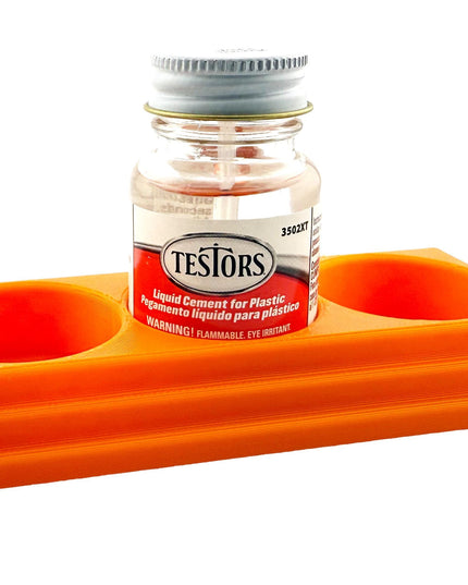 Jeff Did It! - Testors Cement 1oz Bottle Holder - Holds 3 Bottles - Anti-Slip Rubber Feet - 3D Printed - Made in the USA
