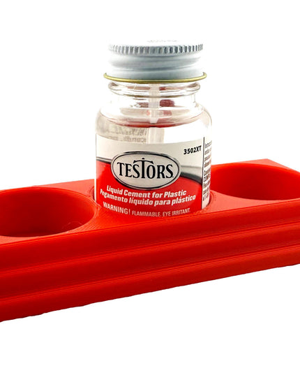 Jeff Did It! - Testors Cement 1oz Bottle Holder - Holds 3 Bottles - Anti-Slip Rubber Feet - 3D Printed - Made in the USA