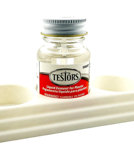 Jeff Did It! - Testors Cement 1oz Bottle Holder - Holds 3 Bottles - Anti-Slip Rubber Feet - 3D Printed - Made in the USA