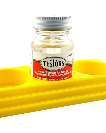 Jeff Did It! - Testors Cement 1oz Bottle Holder - Holds 3 Bottles - Anti-Slip Rubber Feet - 3D Printed - Made in the USA