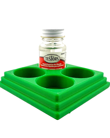Jeff Did It! - Testors Cement 1oz Bottle Holder - Holds 4 Bottles - Anti-Slip Rubber Feet - 3D Printed - Made in the USA