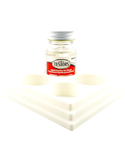 Jeff Did It! - Testors Cement 1oz Bottle Holder - Holds 4 Bottles - Anti-Slip Rubber Feet - 3D Printed - Made in the USA