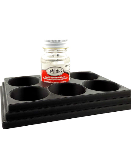 Jeff Did It! - Testors Cement 1oz Bottle Holder - Holds 6 Bottles - Anti-Slip Rubber Feet - 3D Printed - Made in the USA