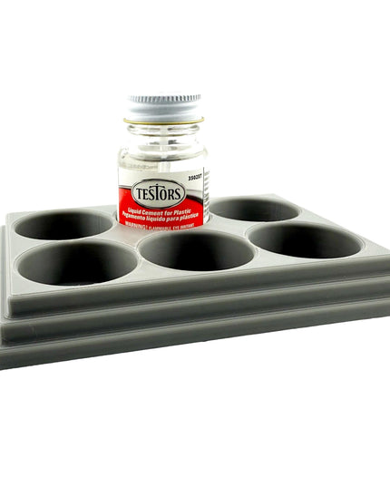 Jeff Did It! - Testors Cement 1oz Bottle Holder - Holds 6 Bottles - Anti-Slip Rubber Feet - 3D Printed - Made in the USA