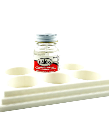 Jeff Did It! - Testors Cement 1oz Bottle Holder - Holds 6 Bottles - Anti-Slip Rubber Feet - 3D Printed - Made in the USA