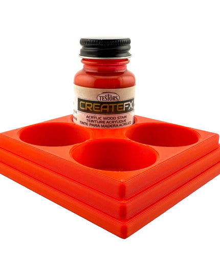 Jeff Did It! - Testors CreateFX 1oz Bottle Holder - Holds 4 CreateFX Bottles - Anti-Slip Rubber Feet - 3D Printed - Made in the USA